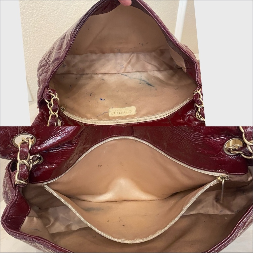 CHANEL Burgundy Leather Bag with Gold Chain - Picture 12 of 14